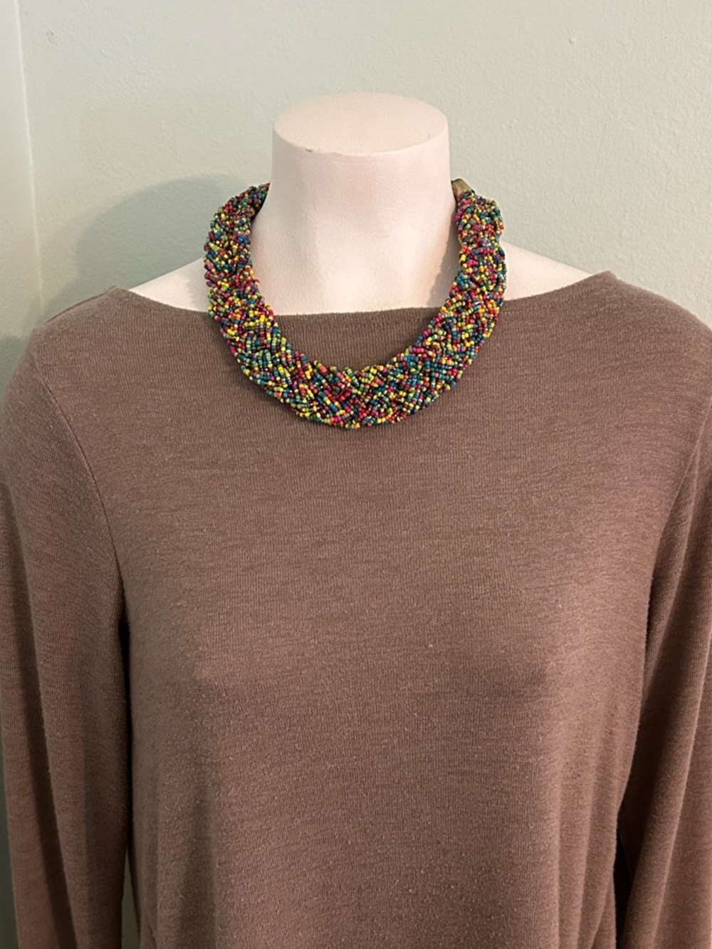 🟢 10/$20 Multicolor Seed Bead Braided Necklace - Women Jewelry - Picture 2 of 9